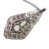 Antique Art Deco Silver Moonstone Marcasite Pendant Necklace