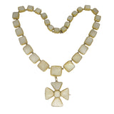 Antique Georgian Mother Of Pearl Maltese Cross Necklace