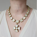 Antique Georgian Mother Of Pearl Maltese Cross Necklace