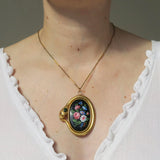 Antique Victorian Snake Floral Mourning Pendant Brooch
