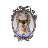 Antique French Silver & Gold Masquerade Brooch