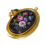 Antique Victorian Snake Floral Mourning Pendant Brooch