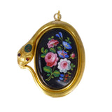 Antique Victorian Snake Floral Mourning Pendant Brooch