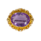 Antique 9ct Gold Amethyst Brooch Pendant