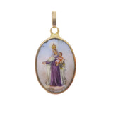 Antique French Gold Enamel 'Notre Dame De Ca Priez For Nous' Charm