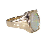 Antique Gold Opal & Diamond Solitaire Ring