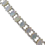 Antique Silver Opaline Glass Panel Bracelet