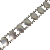 Antique Silver Opaline Glass Panel Bracelet