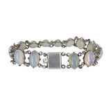Antique Silver Opaline Glass Panel Bracelet