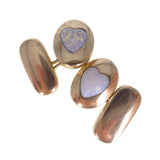 Vintage Opalescent Heart Rose Gold Cased Cufflinks