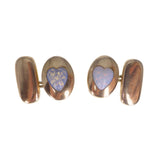 Vintage Opalescent Heart Rose Gold Cased Cufflinks