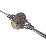 Antique Art Deco Silver Foiled Glass Scarab Brooch
