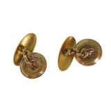 Antique Peacock Foil Glass Ivy Gold Cufflinks