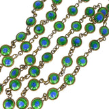 Antique Peacock Eye Glass Chain Necklace