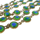 Antique Peacock Eye Glass Chain Necklace