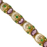 Antique Czechoslovakian Camphor Purple Glass Filigree Bracelet