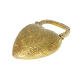 Antique Victorian Engraved Gold Metal Heart Locket Padlock