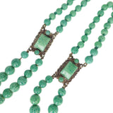 Antique Czechoslovakian Green Glass Panel Necklace