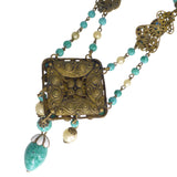 Antique Czech Peking Glass Enamel Bead Necklace