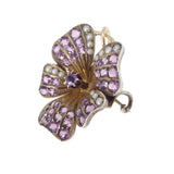 Antique Silver Gilt Pink Paste Pansy Pendant Brooch