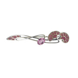 Antique Art Nouveau Silver Pink Plique-à-jour Glass Brooch