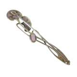 Antique Art Nouveau Silver Pink Plique-à-jour Glass Brooch