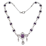 Antique Victorian Silver Purple Paste Necklace
