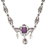 Antique Victorian Silver Purple Paste Necklace
