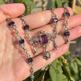 Antique Victorian Silver Purple Paste Necklace