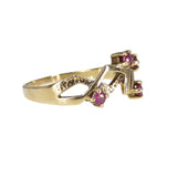 Vintage 9ct Gold Ruby Modernist Inspired Ring