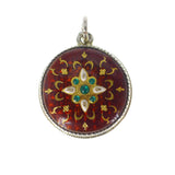 Antique Silver Bressan Enamel Jewel Tone Pendant