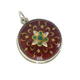 Antique Silver Bressan Enamel Jewel Tone Pendant