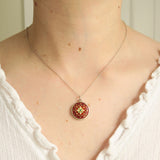 Antique Silver Bressan Enamel Jewel Tone Pendant