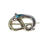 Antique Georgian Silver Turquoise Ouroboros Snake Brooch