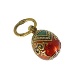 Vintage Russian Silver Red & Green Enamel Miniature Egg Charm