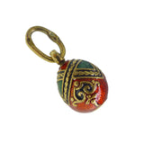 Vintage Russian Silver Red & Green Enamel Miniature Egg Charm