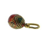 Vintage Russian Silver Red & Green Enamel Miniature Egg Charm