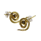 Antique Rolled Gold Snake Stud Earrings