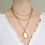 Antique Victorian Rock Crystal Domed Pendant Chain Necklace