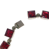 Antique Ruby Red Glass Bezel Set Paste Necklace