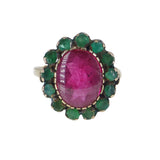 Vintage Gold Emerald & Ruby Solitaire Ring