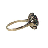 Vintage Gold Emerald & Ruby Solitaire Ring
