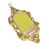 Antique Striped Lemon Agate Pinchbeck Pendant