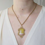 Antique Striped Lemon Agate Pinchbeck Pendant