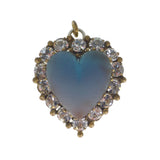 Antique Edwardian Saphiret Glass Heart Pendant