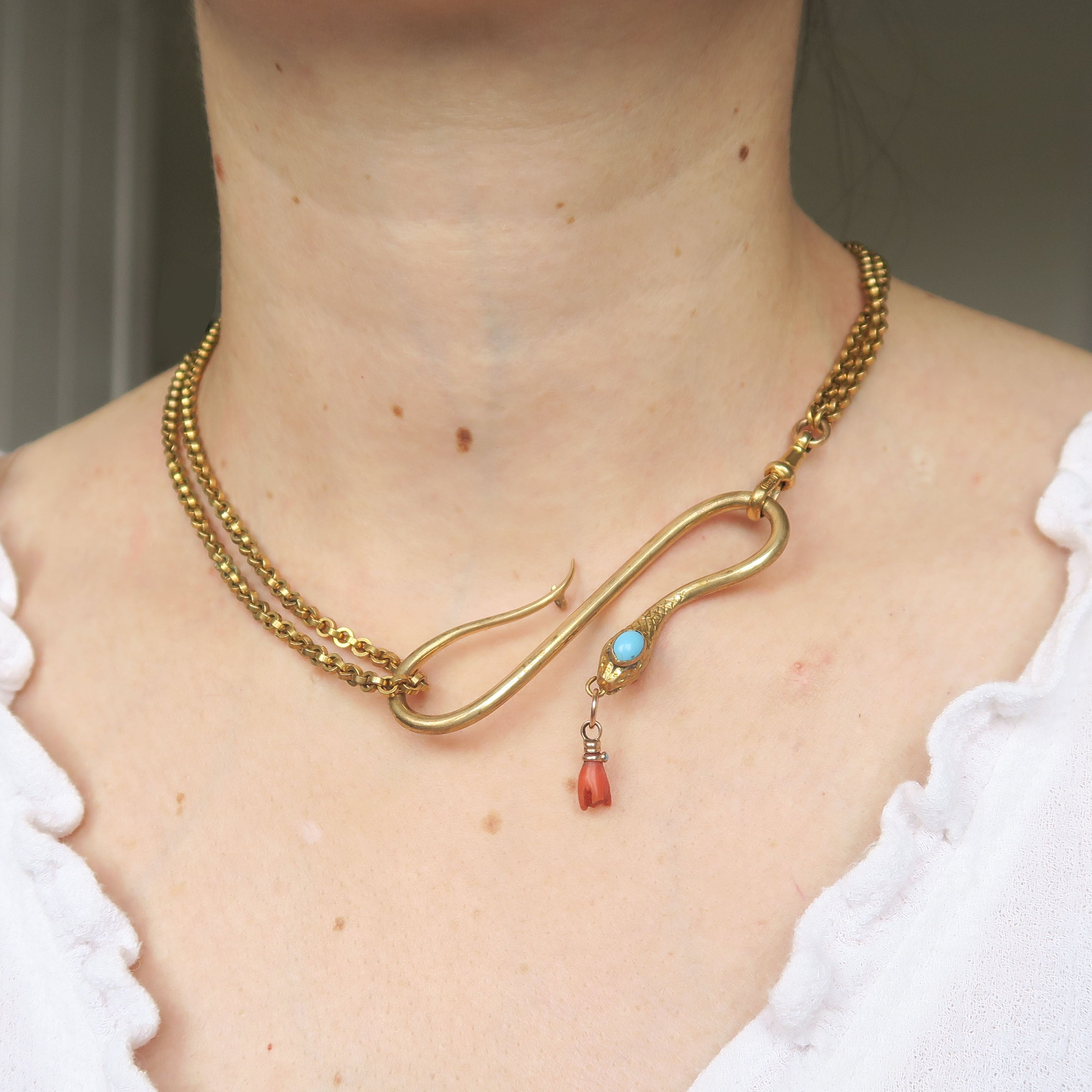 Antique Victorian Metal Snake Charm Hook