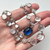 Antique Silver Moonstone Collet Necklace