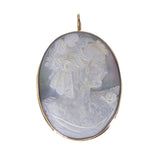 Vintage Gold Italian Mother Of Pearl Carved Cameo Pendant