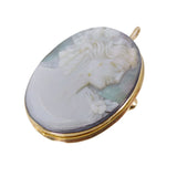 Vintage Gold Italian Mother Of Pearl Carved Cameo Pendant