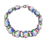 Vintage Silver Iris Rainbow Glass Bracelet